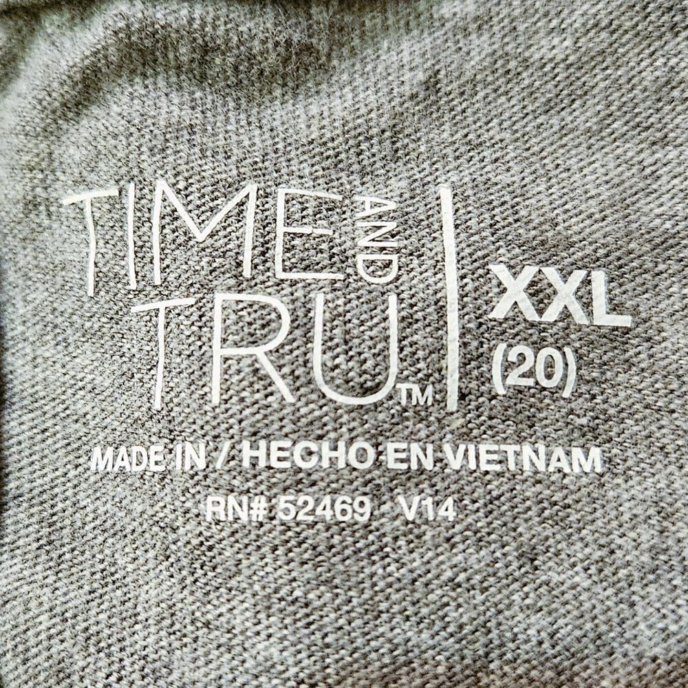 Time and Tru Long Gray Short Sleeve T-Shirt - XXL - Picture 4 of 8